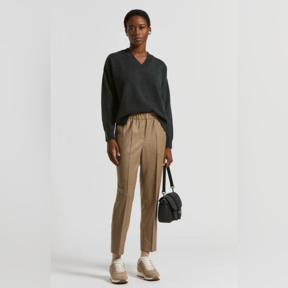 Peserico Cashmere Wool Pants Beige Italian Tailored Trousers Quiet Luxury